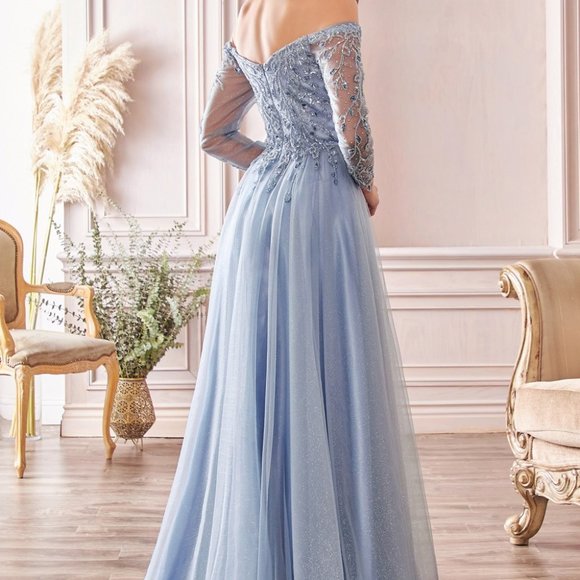 EVENING PARTY OFF SHOULDER A-line MOTHER OF BRIDE Tulle Gown DRESS LONG CNCD0172 - Picture 4 of 5